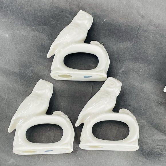 4 Ceramic White Porcelain Owl Bird Napkin Rings Holders Rings Vintage Ardalt - Picture 12 of 12